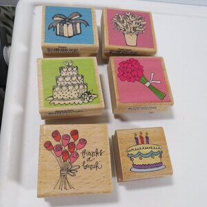 Rubber Stamps Wood Mounted (Celebrating)